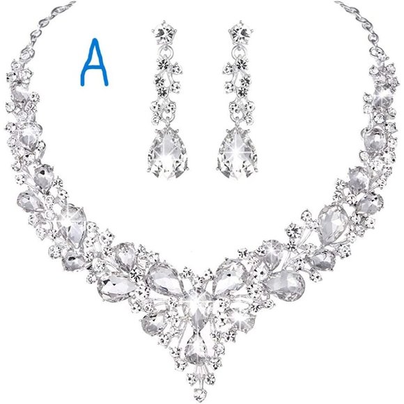 New Molie Bridal Austrian Crystal Necklace and Earrings Jewelry Set Gift… - Picture 2 of 11